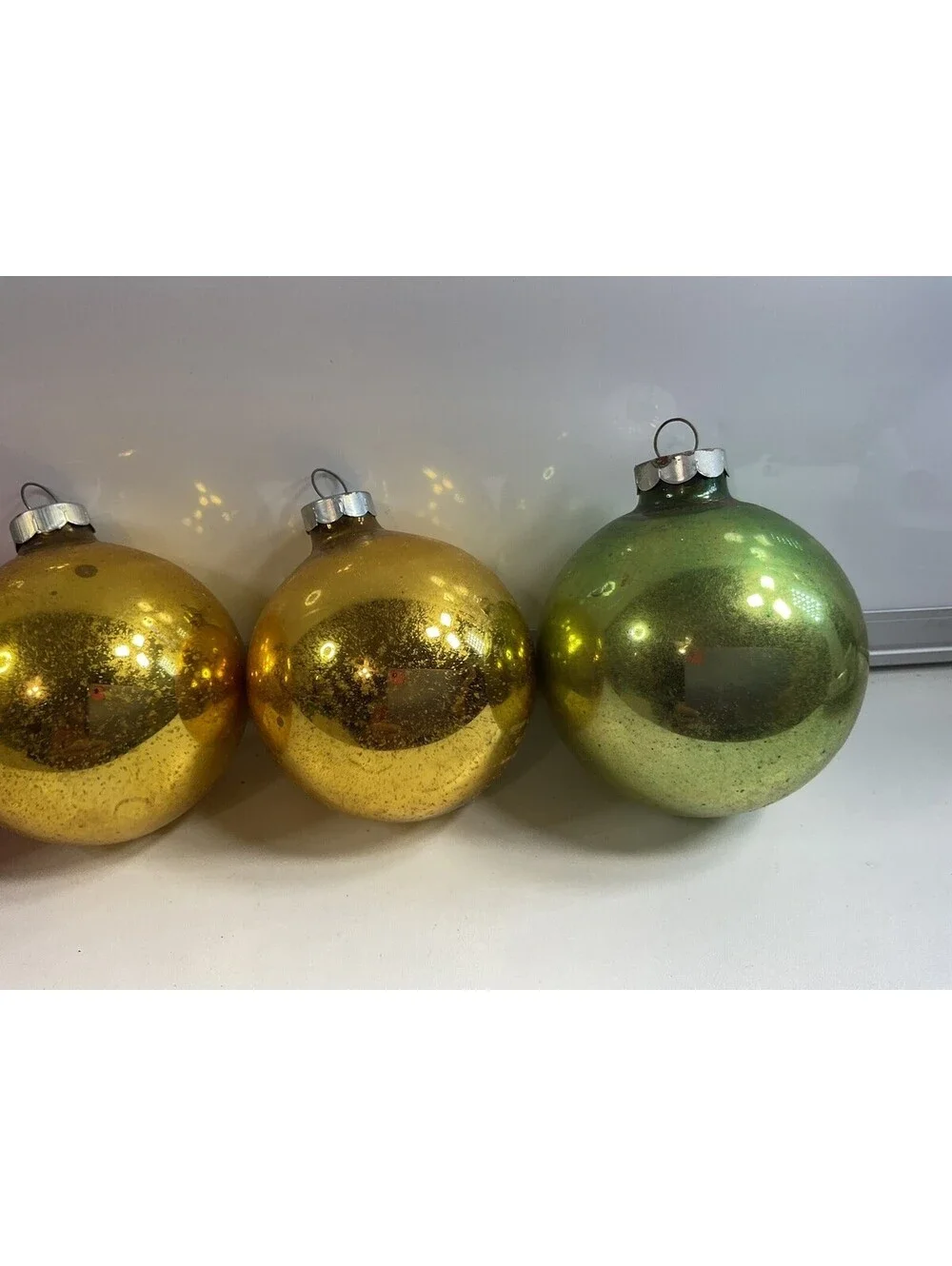 Micro Star Vintage Glass Ball Ornaments 6 IOB